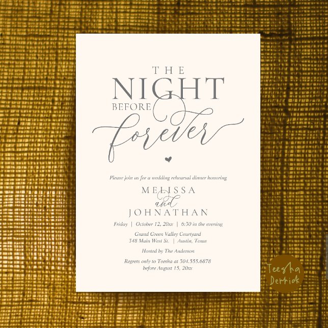 The Night Before Forever Romantic Rehearsal Dinner Invitation (The Night Before Forever Romantic Rehearsal Dinner Invitation Card Ivory Grey)