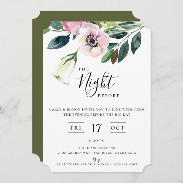 The Night Before Garden Bouquet Invitation (Front/Back)