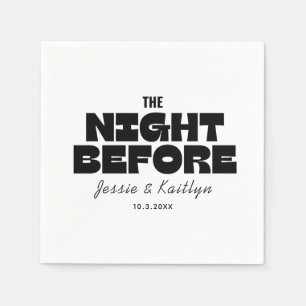 The Night Before Glam Black Rehearsal Dinner Decor Napkin