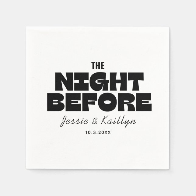 The Night Before Glam Black Rehearsal Dinner Decor Napkin (Front)
