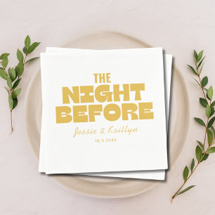 The Night Before Glam Gold Rehearsal Dinner Decor Napkin