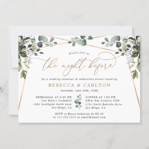 The Night Before Gold Greenery Rehearsal Dinner Invitation