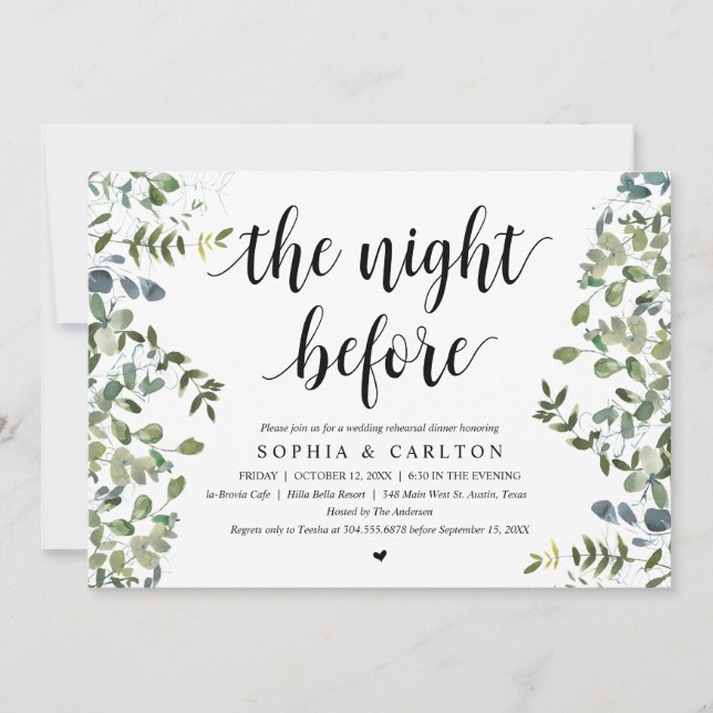 The Night Before, Greenery, Rehearsal Dinner Invitation (Front)