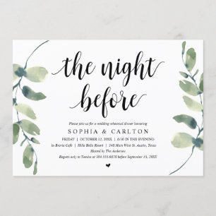 The Night Before, Greenery, Rehearsal Dinner Invitation