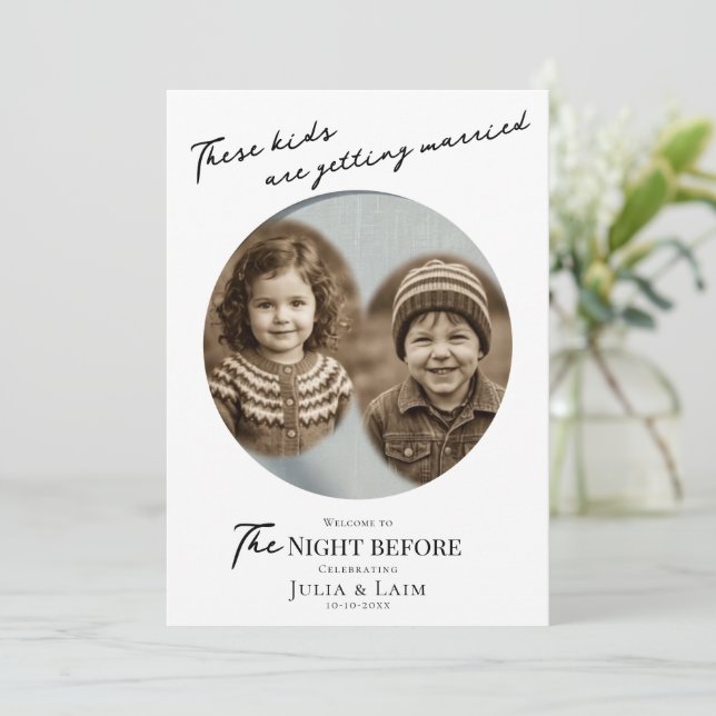 The Night Before Invite, Rehearsal Dinner Wedding  Invitation (Standing Front)