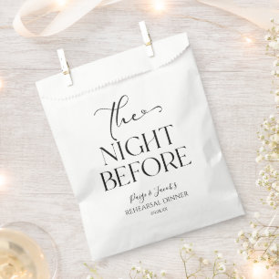 The Night Before Minimal Wedding Rehearsal Dinner Favour Bags