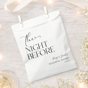 The Night Before Minimal Wedding Rehearsal Dinner Favour Bags