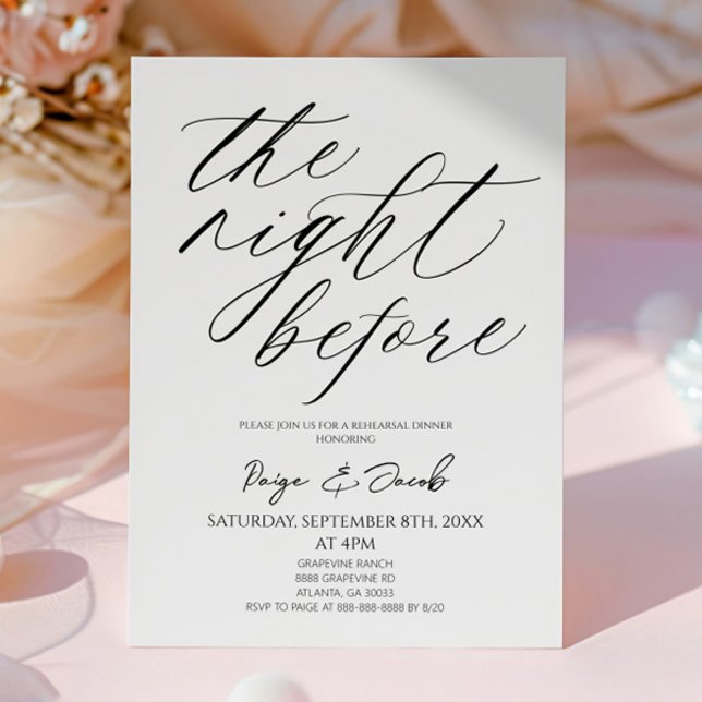 The Night Before Minimal Wedding Rehearsal Dinner Invitation (Creator Uploaded)