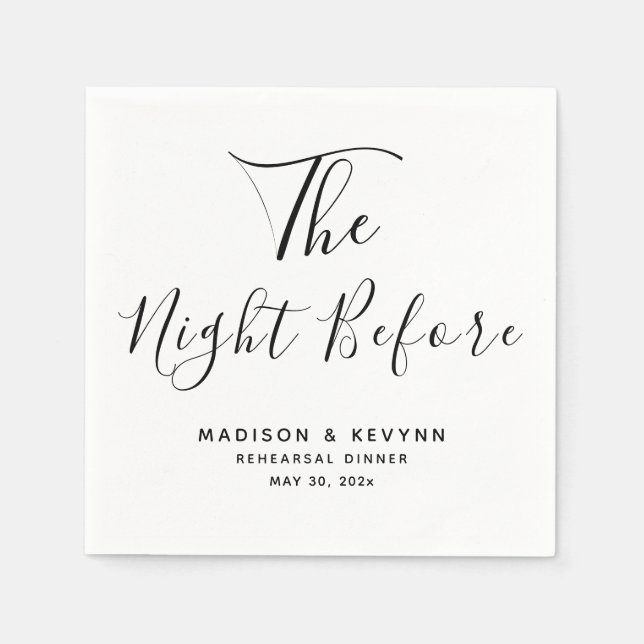 The Night Before Minimal Wedding Rehearsal Dinner  Napkin (Front)