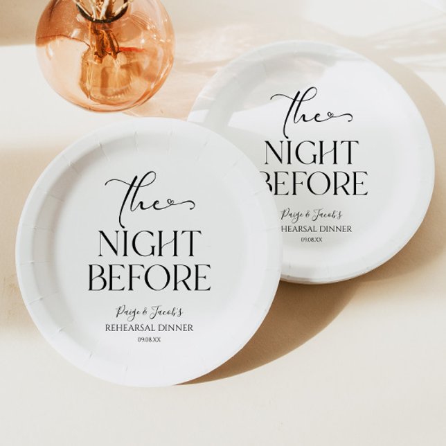 The Night Before Minimal Wedding Rehearsal Dinner Paper Plate (Creator Uploaded)