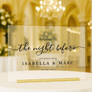 The Night Before Minimalist Rehearsal Dinner Acrylic Sign