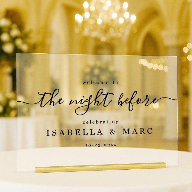The Night Before Minimalist Rehearsal Dinner Acrylic Sign (Creator Uploaded)