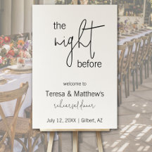 The Night Before Modern Black & White Welcome Sign