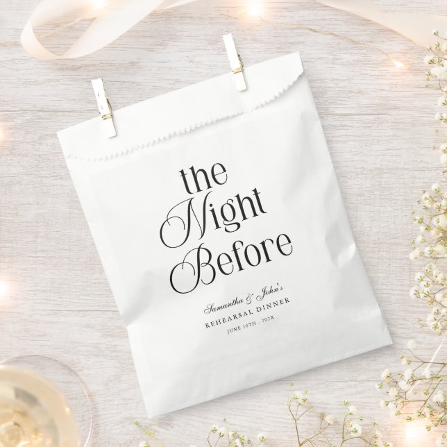 The Night Before Modern Elegant Rehearsal Dinner Favour Bags (Clipped)