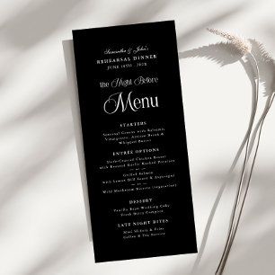 The Night Before Modern Elegant Rehearsal Dinner Menu