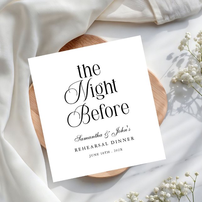 The Night Before Modern Elegant Rehearsal Dinner Napkin (Creator Uploaded)