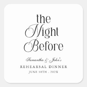 The Night Before Modern Elegant Rehearsal Dinner Square Sticker