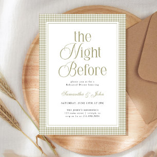 The Night Before Modern Gingham Rehearsal Dinner Invitation