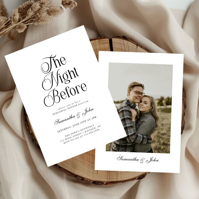 The Night Before Modern Photo  Rehearsal Dinner Invitation (Creator Uploaded)