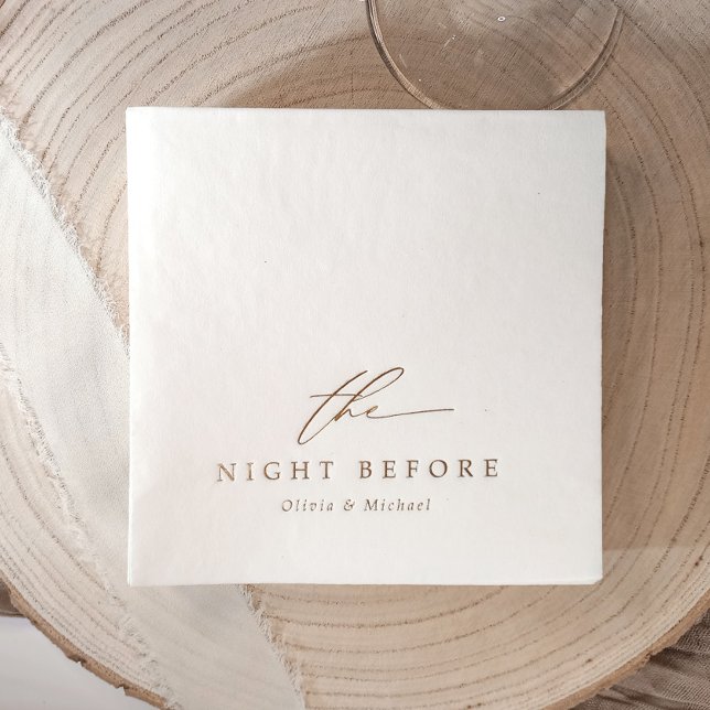 The Night Before Modern Rehearsal Dinner Wedding Foil Napkins (The night before wedding rehearsal dinner napkins - personalized gold foil stamped)