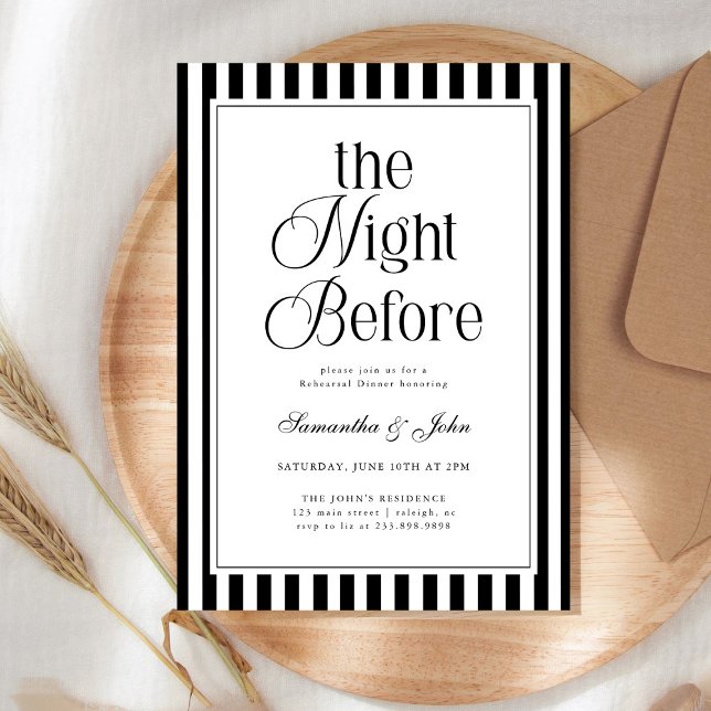 The Night Before Modern Stripes Rehearsal Dinner Invitation (Creator Uploaded)
