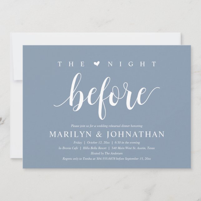 The Night Before, Modern Wedding Rehearsal Dinner Invitation (Front)