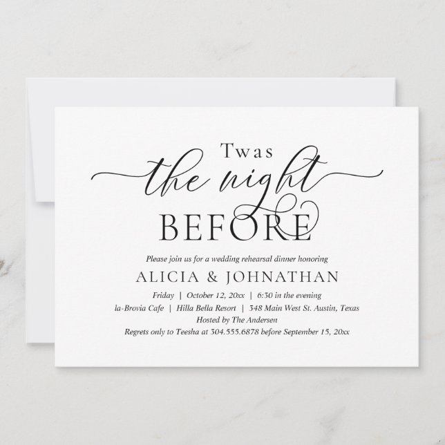 The Night Before, Modern Wedding Rehearsal Dinner Invitation (Front)