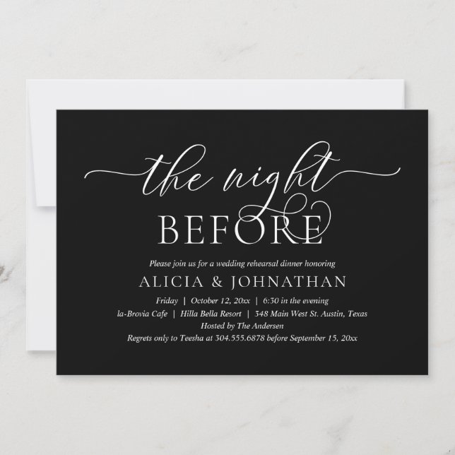 The Night Before, Modern Wedding Rehearsal Dinner Invitation (Front)