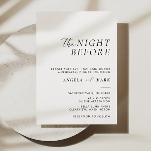 The Night Before Modern Wedding Rehearsal Dinner Invitation