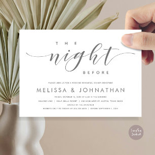 The Night Before, Modern Wedding Rehearsal Dinner  Invitation