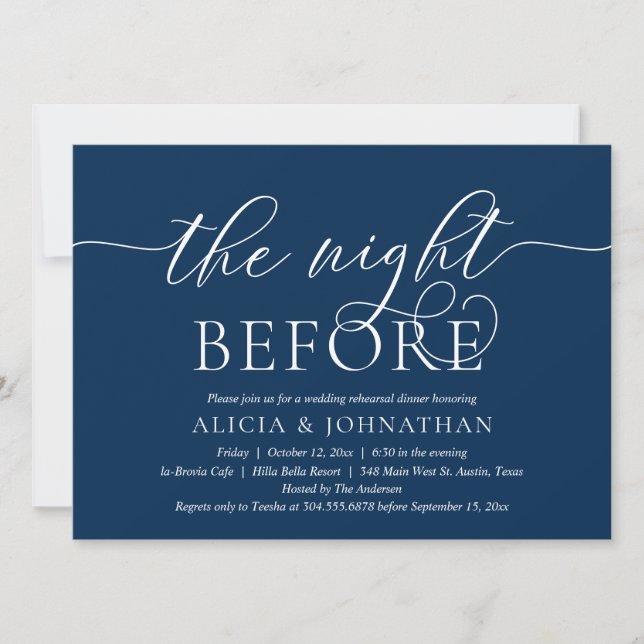 The Night Before, Modern Wedding Rehearsal Dinner Invitation (Front)