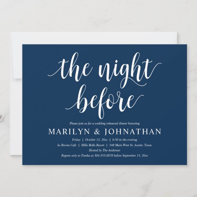 The Night Before, Modern Wedding Rehearsal Dinner Invitation (Front)