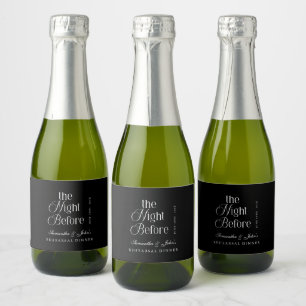 The Night Before Modern Wedding Rehearsal Dinner Sparkling Wine Label