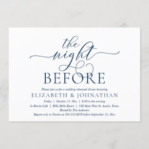 The Night Before, Navy Blue, Rehearsal Dinner Invitation