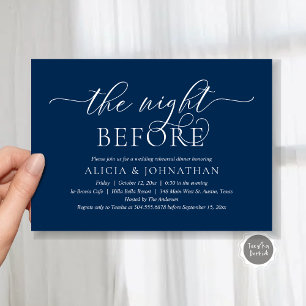 The Night Before, Navy Blue, Rehearsal Dinner Invitation