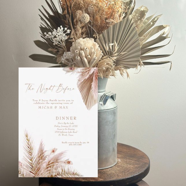 The Night Before Pampas Wedding Rehearsal Dinner Invitation (Creator Uploaded)