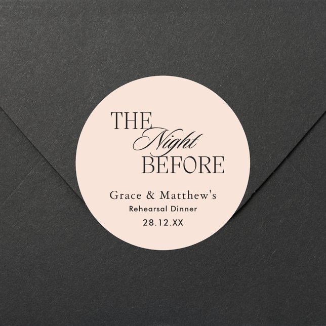 The Night Before Rehearsal Dinner Blush Pink Favou Classic Round Sticker (Creator Uploaded)