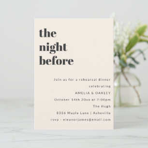 The Night Before Rehearsal Dinner Bold Retro Ivory Invitation