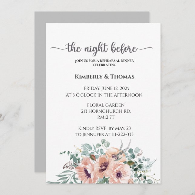 The night before rehearsal dinner invitation (Front/Back)