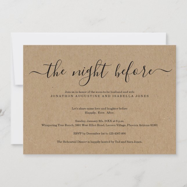 The Night Before Rehearsal Dinner Invitation (Front)