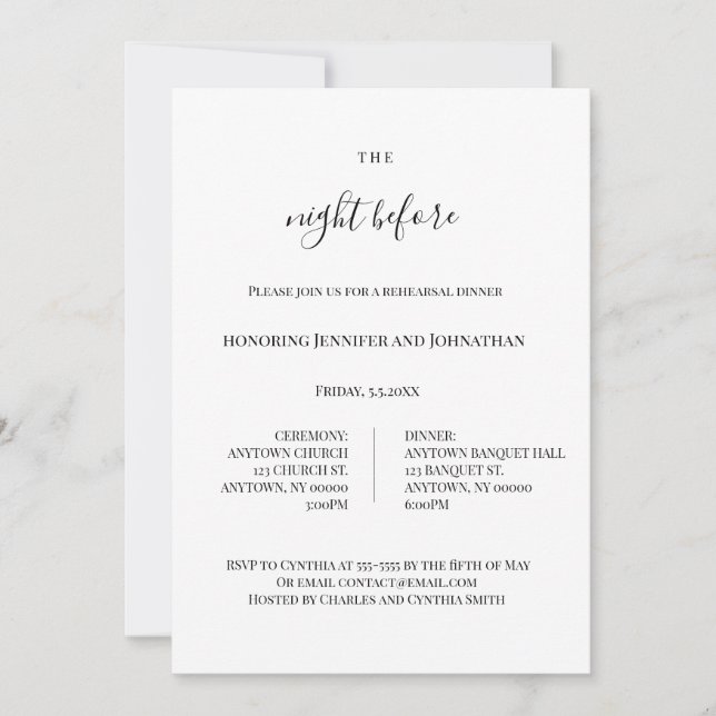 The Night Before Rehearsal Dinner Invitation (Front)