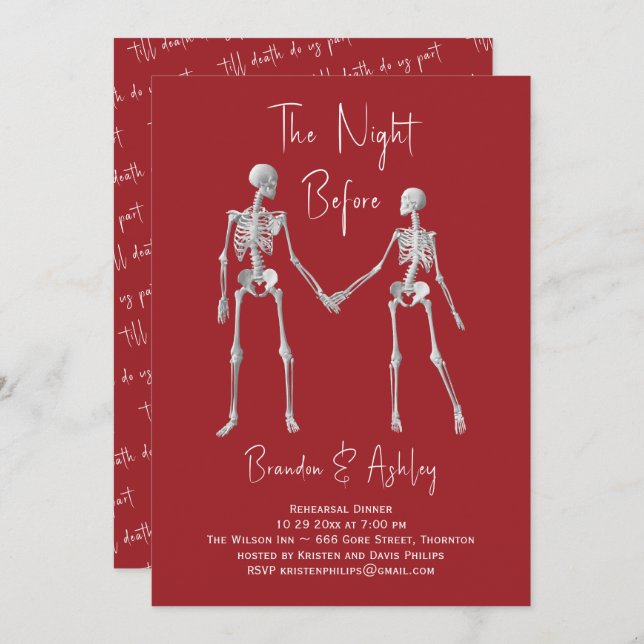 The Night Before Rehearsal Dinner Invitation Red (Front/Back)
