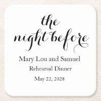 The Night Before Rehearsal Dinner Paper Coasters