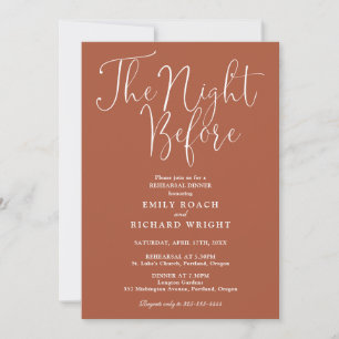 The Night Before Rehearsal Dinner Terracotta Invitation