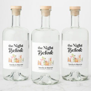 The Night Before Retro Couple's Rehearsal Dinner Liquor Bottle Label
