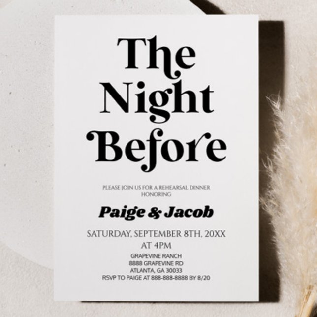 The Night Before Retro Wedding Rehearsal Dinner Invitation (Creator Uploaded)