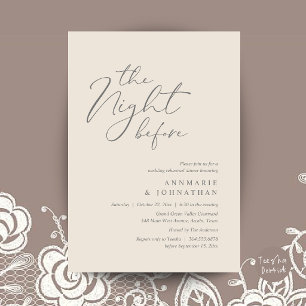The Night Before Romantic Wedding Rehearsal Dinner Invitation
