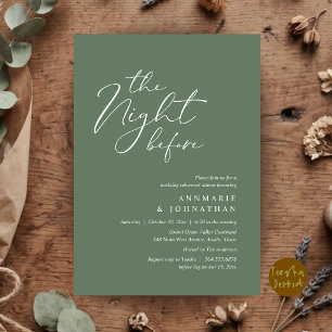 The Night Before Romantic Wedding Rehearsal Dinner Invitation