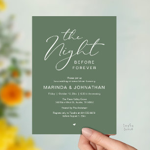 The Night Before Romantic Wedding Rehearsal Dinner Invitation