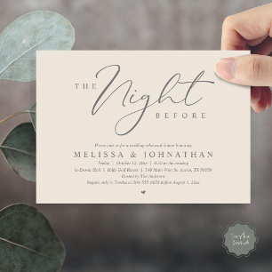 The Night Before Romantic Wedding Rehearsal Dinner Invitation